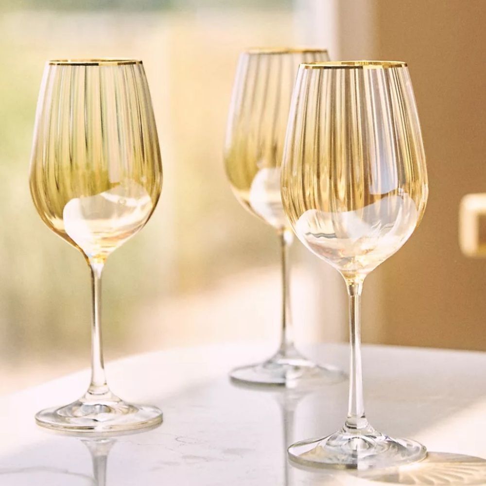 Anthropologie Waterfall Wine Glass Gold Yellow